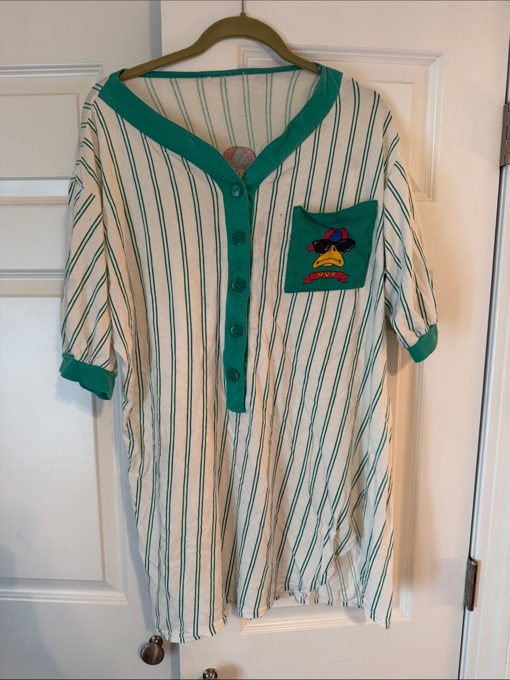 Vintage Green-Striped Pocket Top